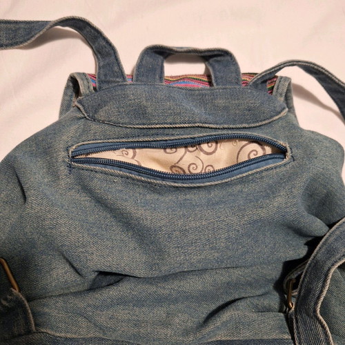 Vintage denim backpack used