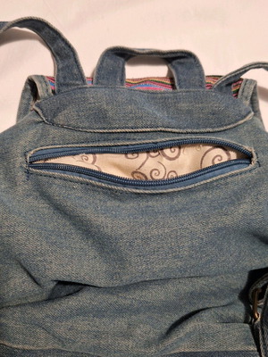 Vintage denim backpack used