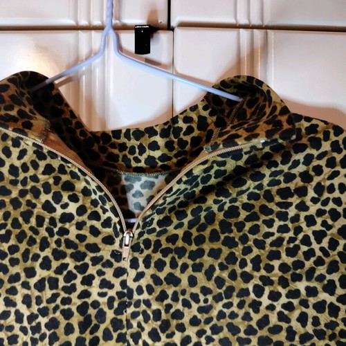 Leopard turtleneck long sleeve with zipper new, vintage unisex