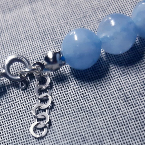 Marianna Necklace Aquamarine Natural Stone Silver 925 Handmade New