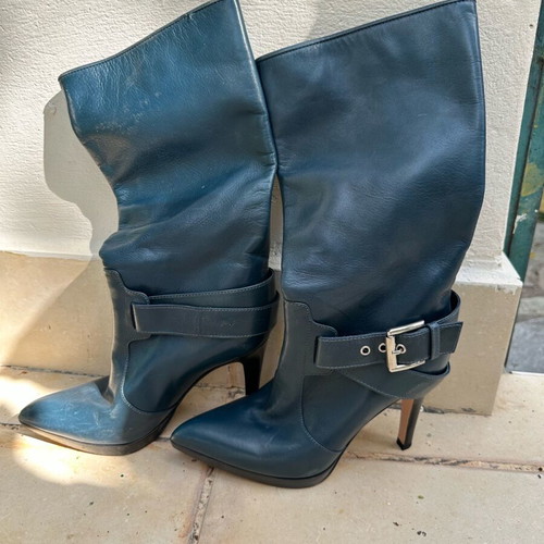 Gianvito Rossi leather boots blue like new, size 36.5
