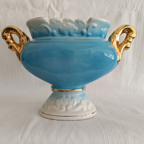Vintage vases set of 3 from Italian ceramics in baroque style like new