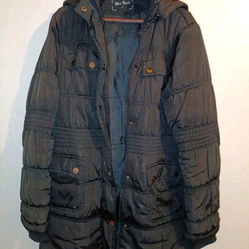 Miss Right black jacket like new, large with detachable hood