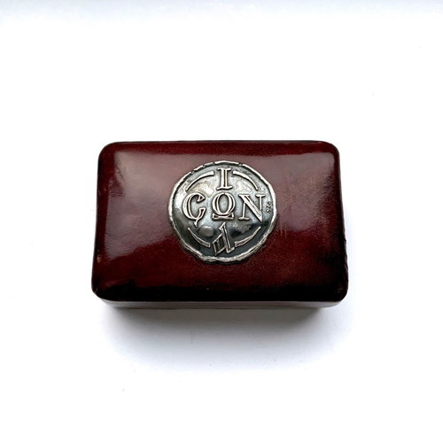Set of 2 leather and 925 silver boxes with IASON inscription like new