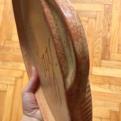 Ceramic pizza baking dish glazed terracotta vintage Italian 30cm