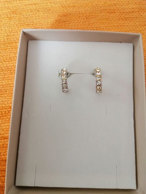 Silver color earrings with white stones like new