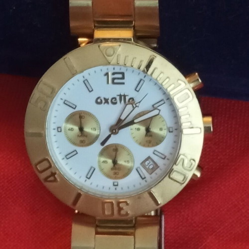 Oxette quartz stainless steel watch used, bronze tone bracelet