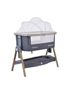 Kikka Boo Nanna baby cot with mattress, side opening and wheels, dark grey melange