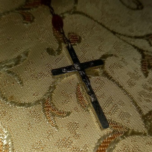 Nomination necklace with cross and Panagia like new, red and silver