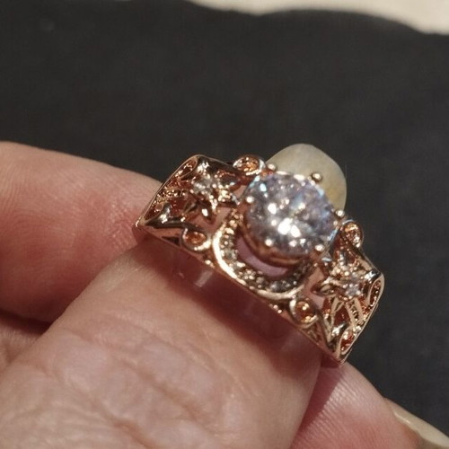 Elegance rose gold plated stone ring, S925 hallmark