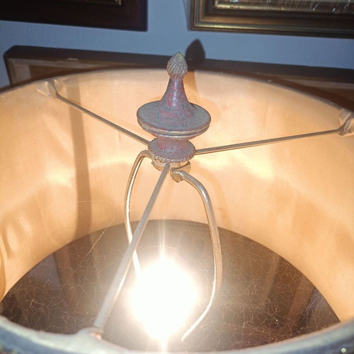Retro lamp like new with embroidered shade