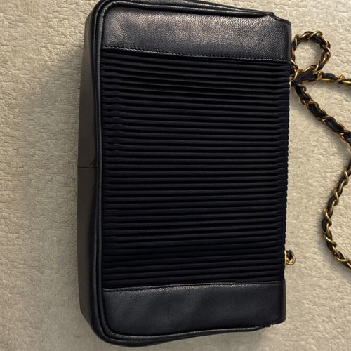 Mateus M leather crossbody bag, dark blue velvet-like fabric