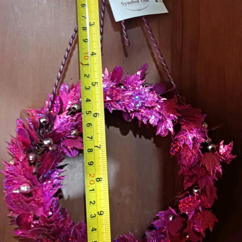 Vintage 90s Christmas decorations set with wreath and fuchsia ball new