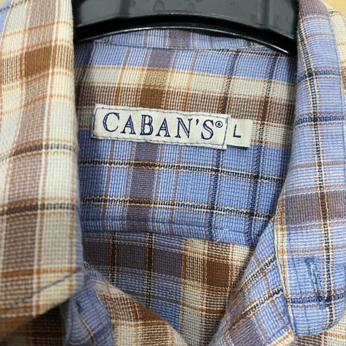 Checked shirt size L used, beige and blue