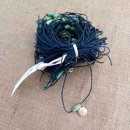 Baptism favors for boy new with metal shell, eye bead and wooden bead, 70 pcs