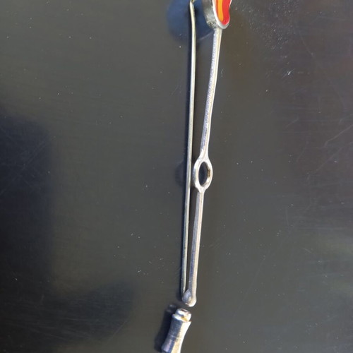 Handmade silver pin with orange and yellow enamel, new