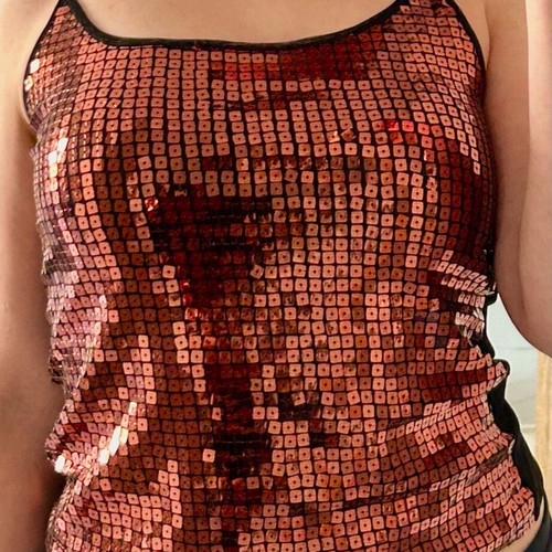 Vintage sequin top like new, brown and orange, size S