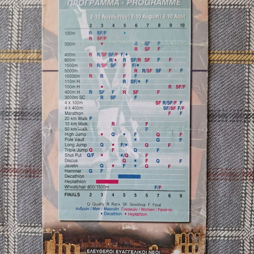 1997 6th IAAF World Championships in Athletics Athens daily programme used