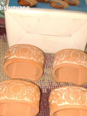 Set of unique napkin rings like new, 4 pieces, terracotta