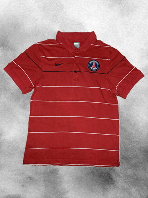 Nike PSG Polo M like new, red with white stripes