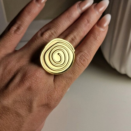 Stainless Steel Spiral Ring Gold Color New Adjustable