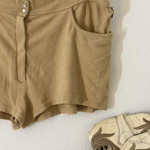 Y2K suede cowboy micro shorts M/L used, brown sugar caramel
