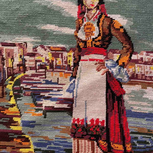 Handmade textile painting frame, Crete design