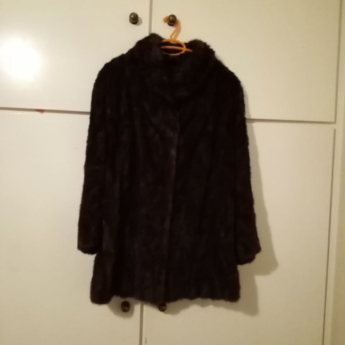 Mink fur coat new, dark brown, 80 cm length, with inner lining