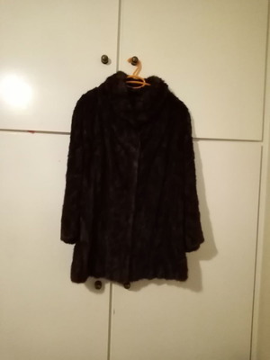 Mink fur coat new, dark brown, 80 cm length, with inner lining
