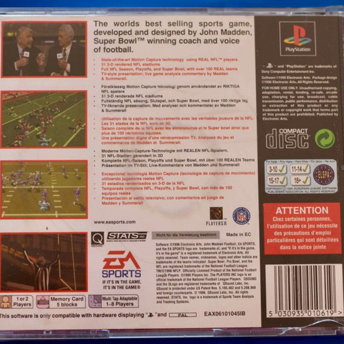 Madden 97 PlayStation 1 used, no manual, black version