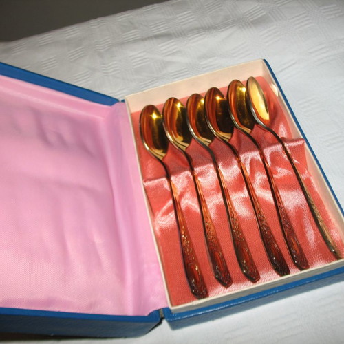 Gold-plated teaspoons new, set of 6, from Soviet Union