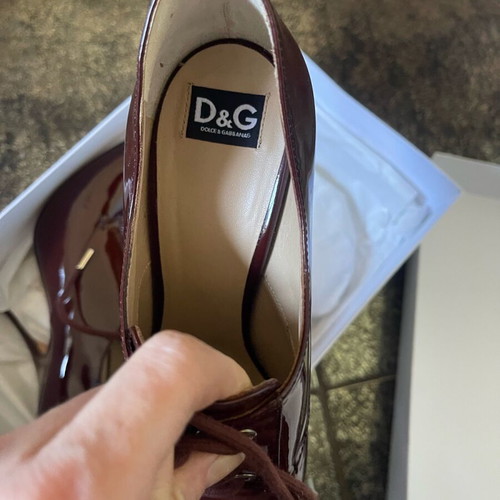 Dolce & Gabbana burgundy patent leather women's ankle boots new