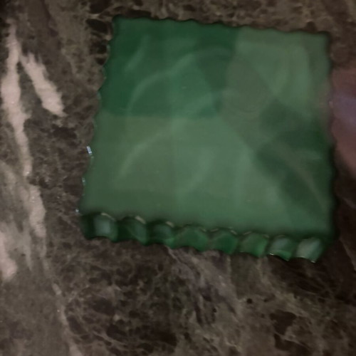 Art Deco Malachite Glass Jewelry Box with Embossed Water Nymph, Vintage