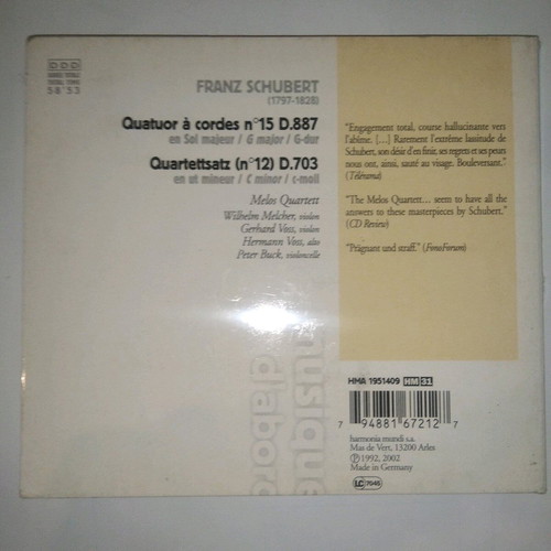 Schubert Quator A Cordes n.15 CD used, classical