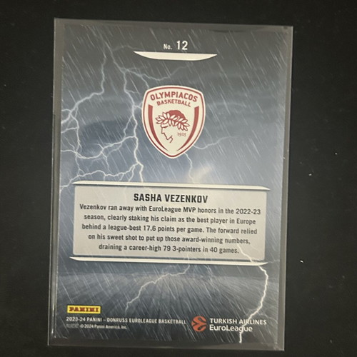 Sasha Vezenkov Olympiacos BC 2023-24 Panini Donruss EuroLeague Card brand new