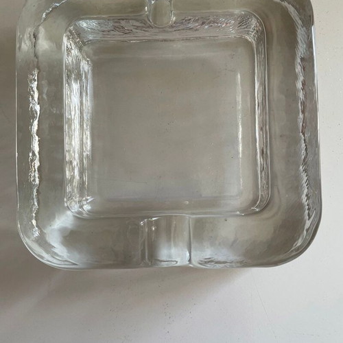 Ashtray for cigar and cigarette like new, heavy hammered glass