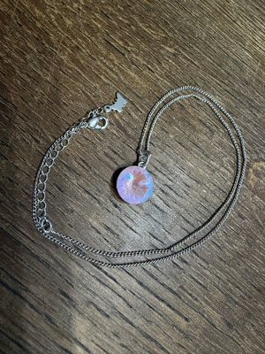 Iridescent Pink Necklace new, stainless steel