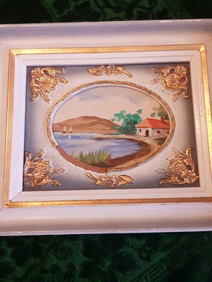 Vintage small painting used with defects