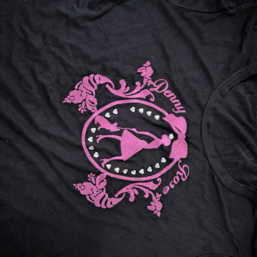 Denny Rose black T-shirt with fuchsia velvet stamp like new, size S