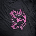 Denny Rose black T-shirt with fuchsia velvet stamp like new, size S