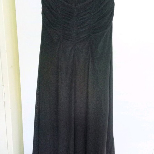 Wide black palazzo pants with ruched waist, size L