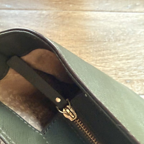 Kate Spade New York Tote Bag used, olive green with zipper