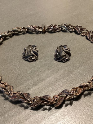Vintage handmade silver necklace and earrings set used