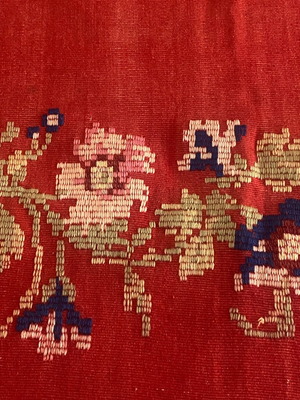 Woven wool fabric used red with embroidery