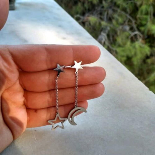 Witchy earrings made of stainless steel like new, silver