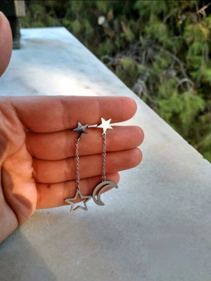 Witchy earrings made of stainless steel like new, silver