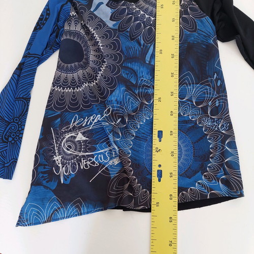 Desigual long-sleeve blouse medium blue black like new