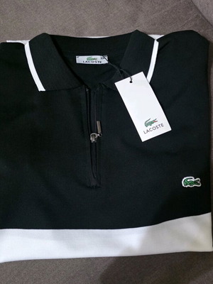 Lacoste short-sleeve polo shirt 2XL black white new