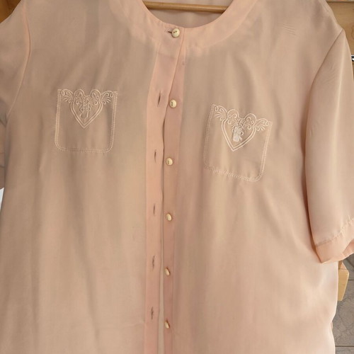 Vintage shirt with buttons and embroidery, like new, beige