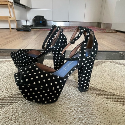 Jeffrey Campbell suede polka dot sandals like new, 12½ cm heel